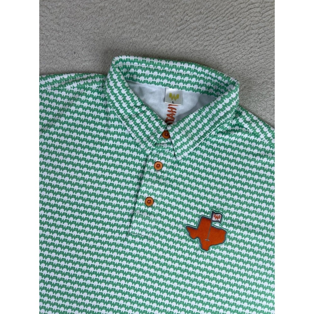 Whataburger Polo Shirt Mens Large Green Texas Golf Performance Stretch Knit